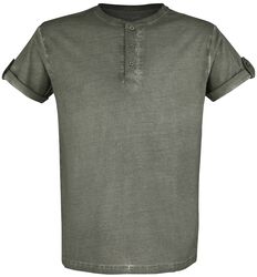 Zelené tričko s knoflíky a zahnutými manžetami, Black Premium by EMP, Tričko