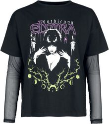 Tričko a tričko s dlouhými rukávy 2 v 1 Gothicana x Elvira, Gothicana by EMP, Tričko s dlouhým rukávem