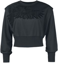Cropped mikina s havraním potiskem, Black Premium by EMP, Mikinové tričko