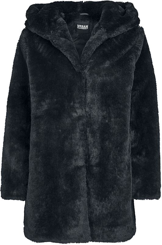 Dámský plyšový kabát s kapucí
