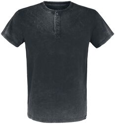 Tričko s opraným efektem a řadou knoflíků, Black Premium by EMP, Tričko
