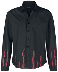 Košile s dluhými rukávy a potiskem s plameny, Gothicana by EMP, Dlouhý rukáv