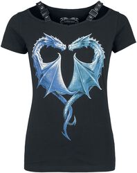 Černé tričko Gothicana x Anne Stokes s velkým potiskem s drakem na přední straně, Gothicana by EMP, Tričko